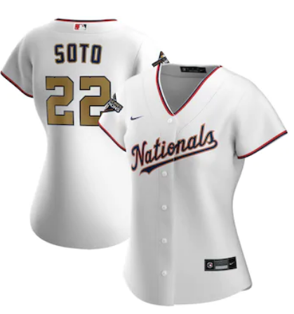 Women Washington Nationals #22 Juan Soto Nike White 2020 Jersey